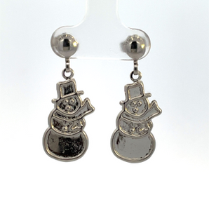 Sterling Silver Snowman Drop Earrings