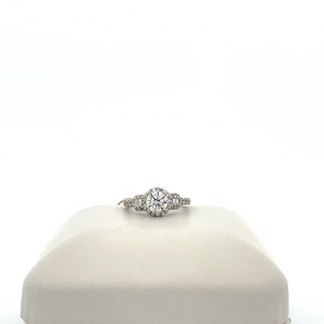 14k White Gold Engagement Ring with Cubic Zirconia Round Center
