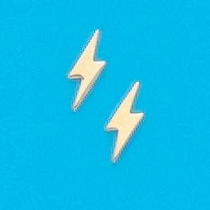 Gold Plated Lightnbolt Stud Earrings