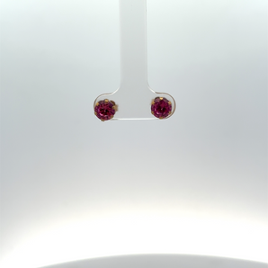 Gold Plated 5MM Pink Sapphire Stud Earrings