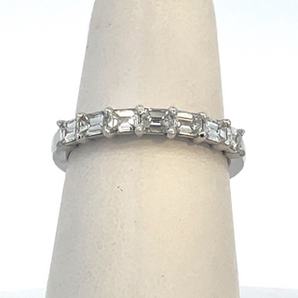 14K White Gold Halfway East West Emerald Cut Diamond Band