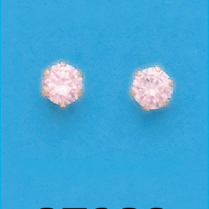 Sterling Silver 5MM Pink CZ Stud Earrings