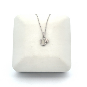 Sterling Silver 15in Initial Necklace - U