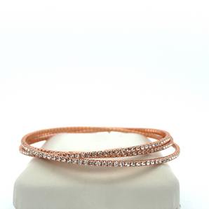 Rose Gold Three Band Cubic Zirconia Bracelet