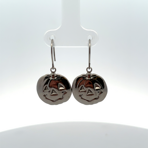 Sterling Silver Jack-O-Lantern Dangling Earrings