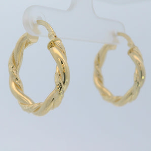 14K Yellow Gold Twisted Hoop Earrings