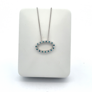 14k White Gold Necklace with Blue Diamonds