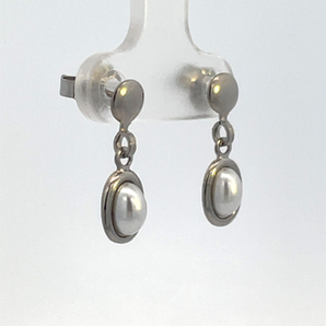 Sterling Silver Simulated Dangling Pearl Earrings