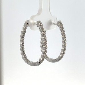 14K White Gold Diamond Hoop Earrings