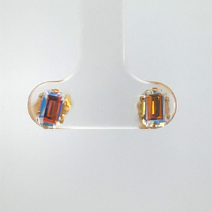 Gold Plated 6X4MM Mystic Topaz Stud Earrings