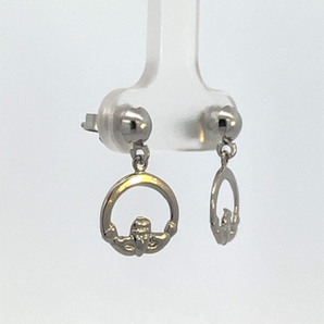 Sterling Silver Claddaugh Drop Earrings