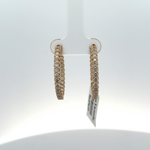 14k Yellow Gold Diamond Hoops