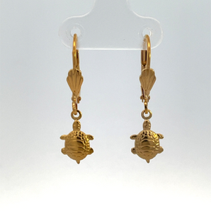 Gold Plated Turtle Dangling Earrings