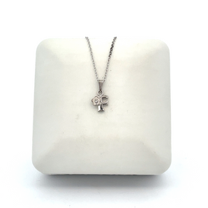 Sterling Silver 15in Initial Necklace - F