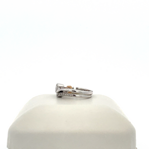 14k White Gold Engagement Ring and Band with Bezel Round