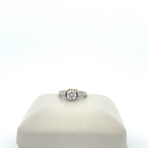 14k White Gold Engagement Ring with Cubic Zirconia Round Center
