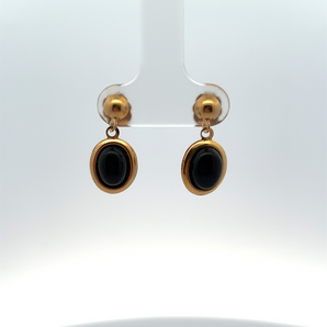 Gold Plated Black Onyx Drop Earrings