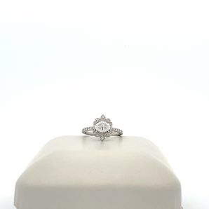 14k White Gold Engagement Ring with Cubic Zirconia East-West Oval Center