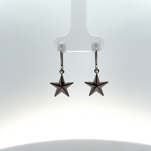 Sterling Silver Star Fishhook Earrings
