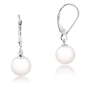 14K White Gold 7mm Freshwater Pearls Leaverback Earrings