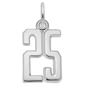 Number 25 Sterling Silver Charm