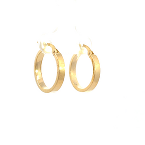 14K Yellow Gold Flat Edge Hoop Earrings