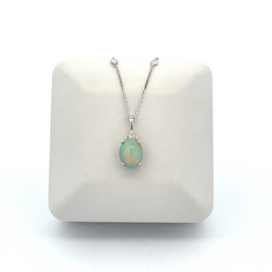 14k White Gold Opal Necklace