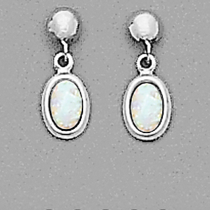 Silver Silver Simulated Opal Dangling Earrings