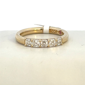 14K Yellow Gold 5 Stone Asscher Cut Band