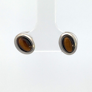 Sterling Silver 6X4 Tiger Eye Stud Earrings
