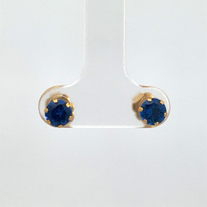 Gold Plated 5MM Blue Stud Earrings