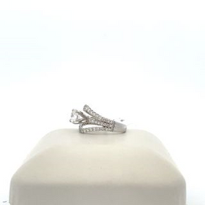 Lady's 14k White Gold Engagement Ring with Cubic Zirconia Round Center