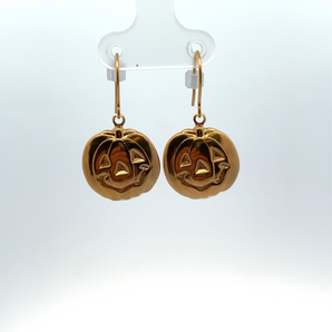Gold Plated Jack-O-Lantern Dangling Earrings