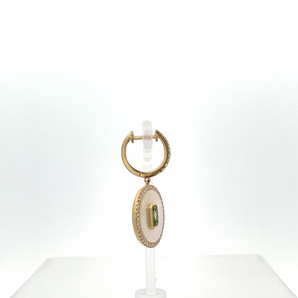 14k Yellow Gold Mother of Pearl and Green Garnet Ring