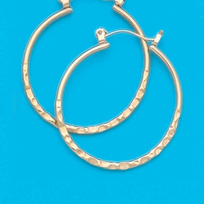Gold Plated Hammered Hoop Earrings