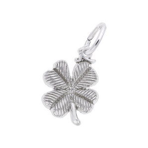Sterling Silver Four Leaf Clover Accent Charm