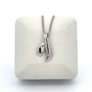 Stainless Steel Breast Cancer Awareness Necklace with Pink Stone