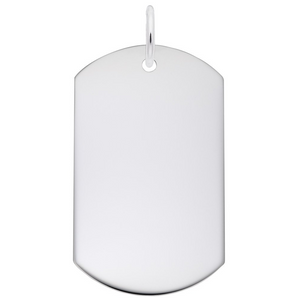 Sterling Silver Dog Tag Polished Finish Charm