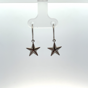 Sterling Silver Star Fishhook Earrings