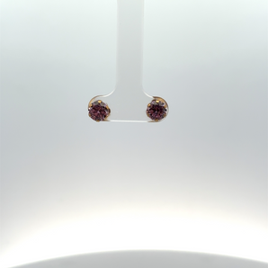 Gold Plated 6MM Pink CZ Stud Earrings