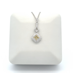 18k White Gold Yellow Diamond Necklace