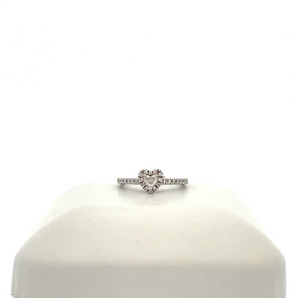 14k White Gold Engagement Ring with Heart Center