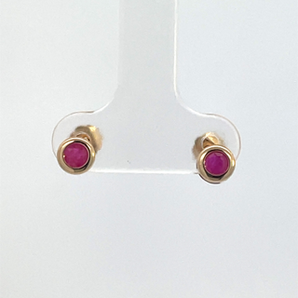 14K Yellow Gold Ruby Stud Earrings - July
