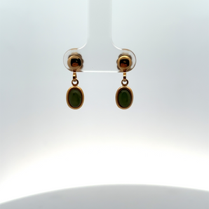 Gold Plated 6X4MM Jade Dangling Earrings