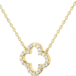 10K Yellow Gold Diamond Clover Necklace