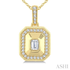 Emerald Shape Art Deco Diamond Fashion Pendant