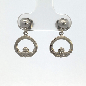 Sterling Silver Claddaugh Drop Earrings