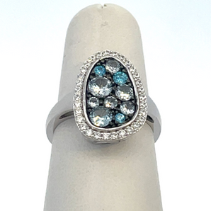 Sterling Silver Blue Spinel Ring  Blue/White CZ's