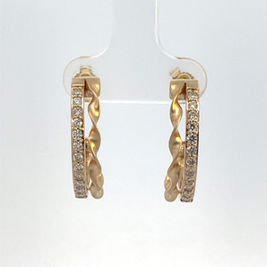 10K Yellow Gold Diamond Hoop Earrings