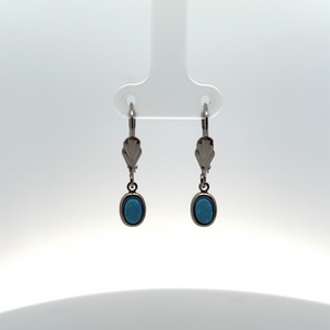 Sterling Silver Simulated Blue Opal Leverback Drop Earrings